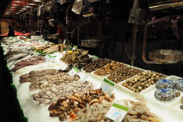La Boqueria is a large and popular public market in the heart of Barcelona