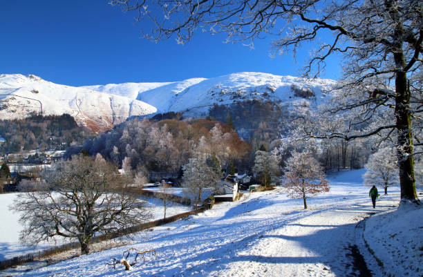 Winter at Grasmere A winter shot of Grasmere in the English Lake District. Taken from near Allan Bank, a National Trust propertly. grasmere stock pictures, royalty-free photos & images