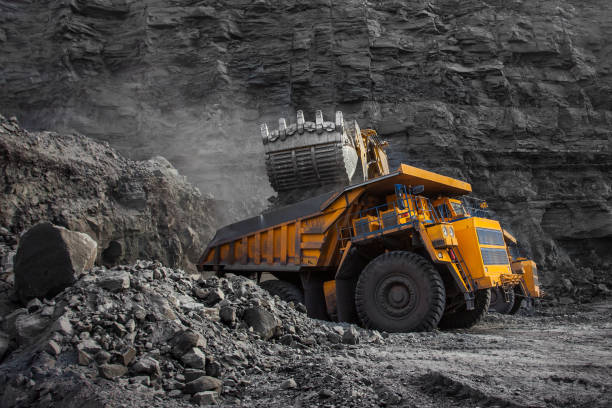 istock mining truck loaded with coal in a coal mine 1140207904