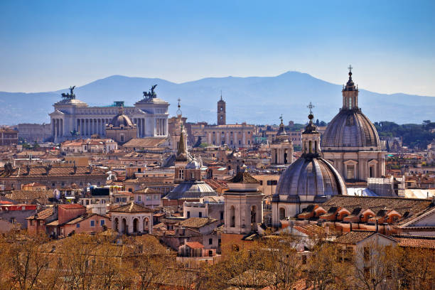 istock Eternal city of Rome landmarks an rooftops skyline view 1140209382