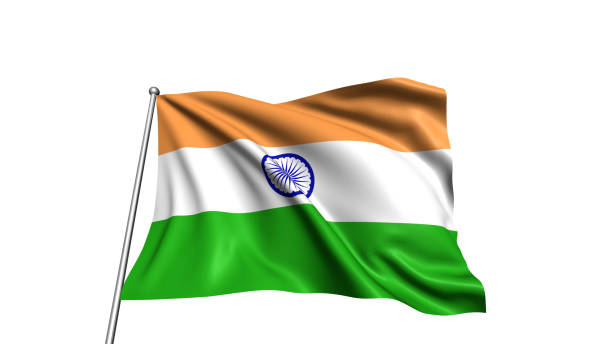 Serious moment for India: painted national flag peeling off distressed plaster wall.