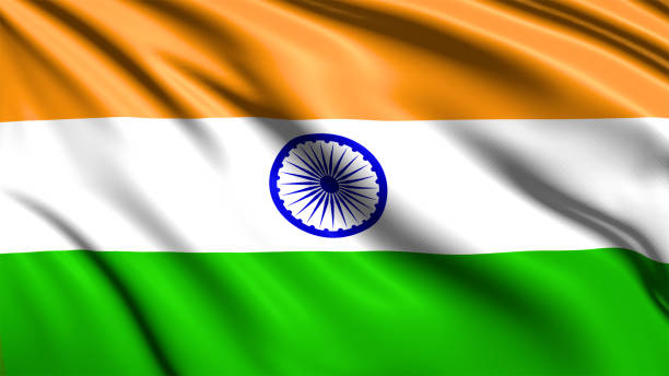 istock flag of India with fabric structure in the wind 1140210963
