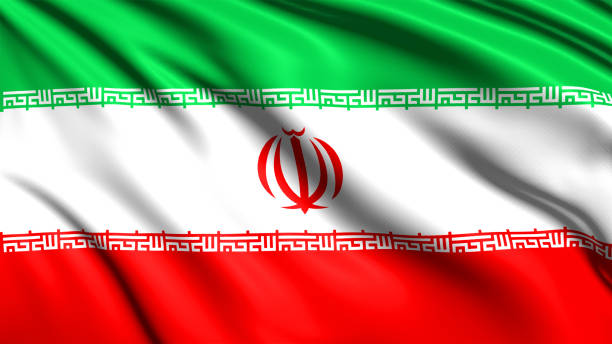 istock flag of Iran with fabric structure in the wind 1140211070
