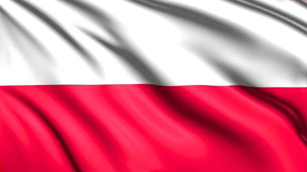 istock flag of Poland with fabric structure in the wind 1140211156