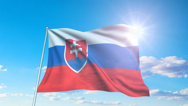 istock flag of Slovakia with fabric structure against a cloudy sky 1140211211
