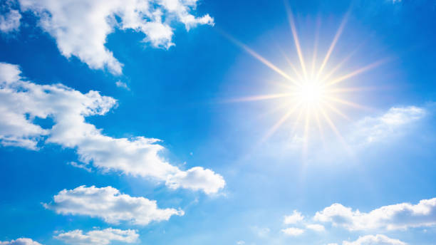 istock Summer background, wonderful blue sky with bright sun 1140212138