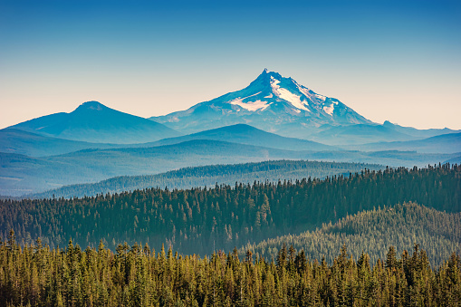 Stock photograph of Mount Jefferson and and Olallie Scenic Area in Mt Hood National Forest, Oregon, USA.