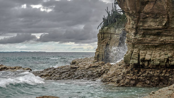 Cliffs of Contadora island in Pacific ocean stock photo