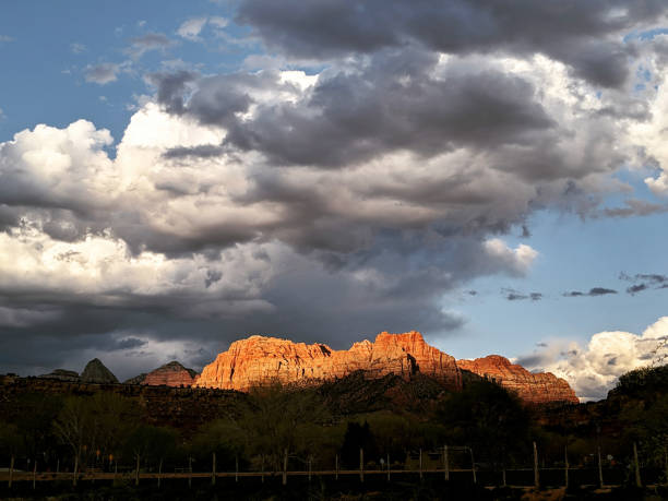istock Dramatic cloudscape over peaks of Zion National Park Utah 1140215700