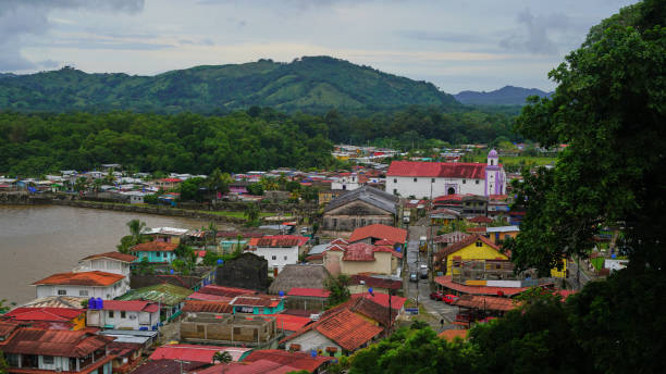 Portobelo top view in rain season stock photo