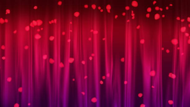palcoscenico romantico con tenda luminosa e petali di rosa cadenti, rendering 3d, sfondo generato al computer - theatrical performance stage theater broadway curtain foto e immagini stock