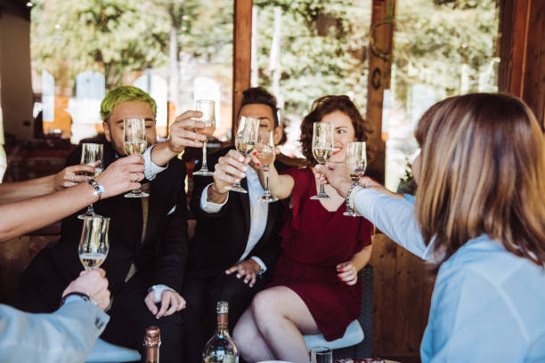 champagne toasting celebration at the gay wedding