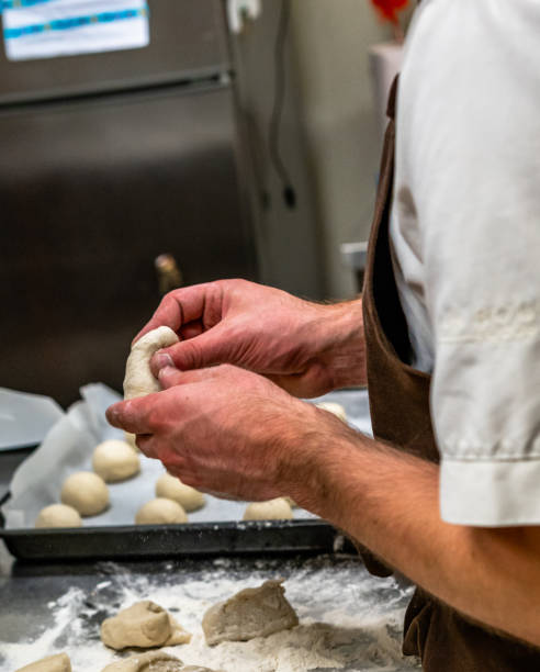 istock Male Chef Preparing Bread Dough for Selfmade Bread and Patties - Kitchen Set with Isolated Action, Only Chef`s Hands 1140223761