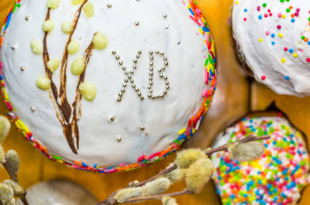 istock Kulichi, traditional Russian Easter cake with icing 1140224058