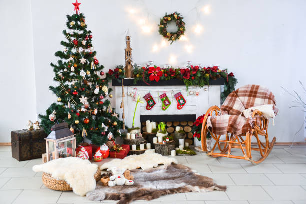 istock Christmas decor for table setting, or wedding decor, studio with a Christmas tree. Christmas decorations toys, candles, fir branches 1140225400