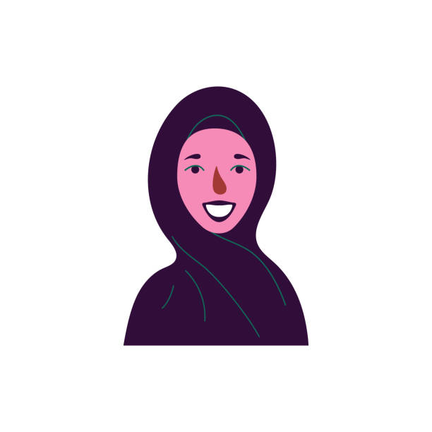 bildbanksillustrationer, clip art samt tecknat material och ikoner med сute avatar av muslimsk kvinna i hijab. ikon för en flicka. - iranian girl