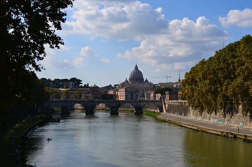 View of Rome from the bridge.