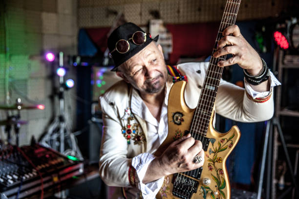 istock Senior Rock Guitarist in Recording Studio 1140231381