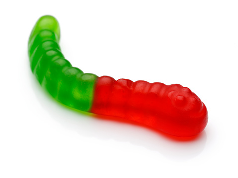 gummy worms isolated on white background