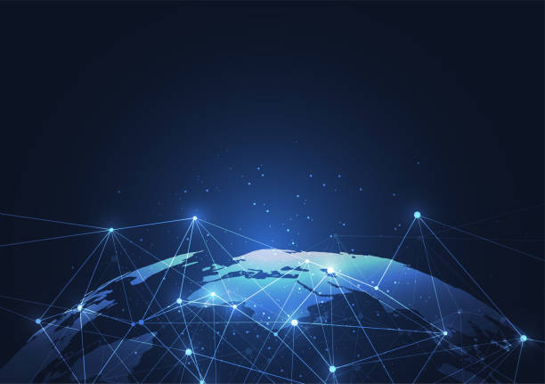 istock Global network connection. World map point and line composition concept of global business. Vector Illustration 1140248997