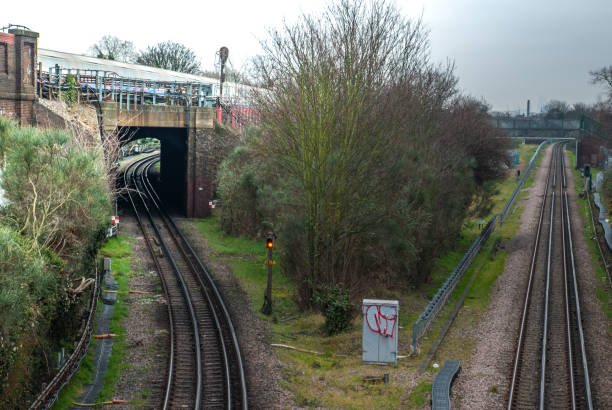 istock Railway tracks in chiswick, London 1140250896