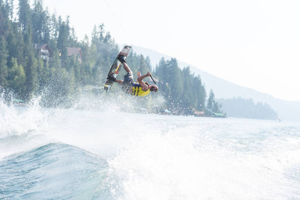 istock Male wakeboarder on lake 1140252180