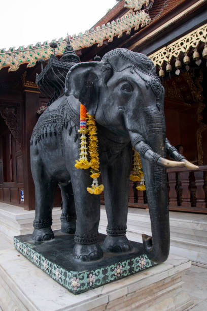 istock Statue of black elephant at Wat Phra That Doi Suthep 1140254115