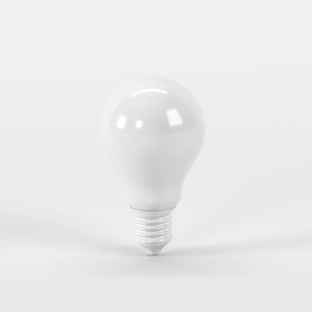 istock Outstanding white light bulb on white background. All white minimal concept. 1140258041