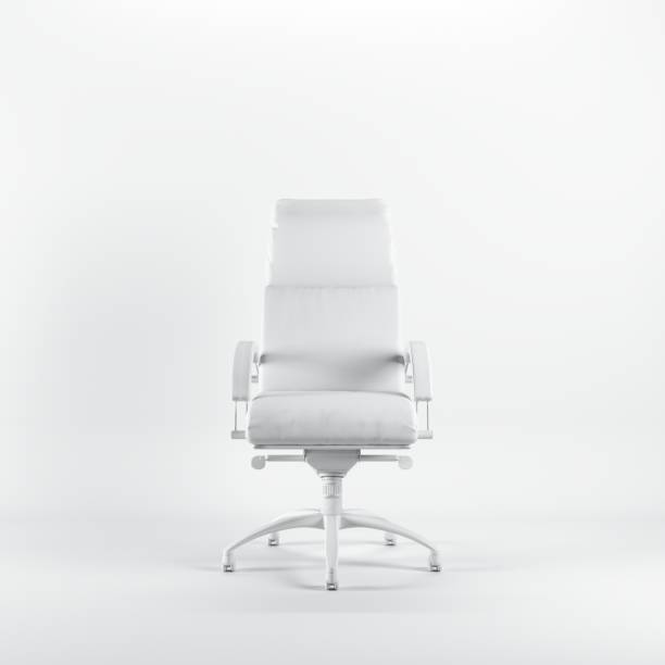 istock Outstanding white working chair on white background. All white minimal concept. 1140258047