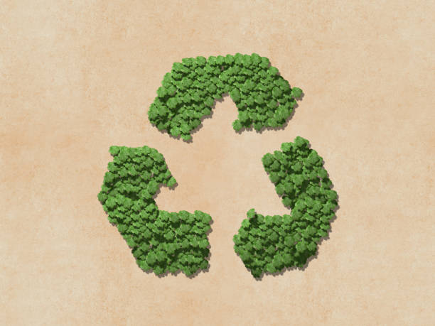 istock Recycling icon on the terracotta wall 1140264308