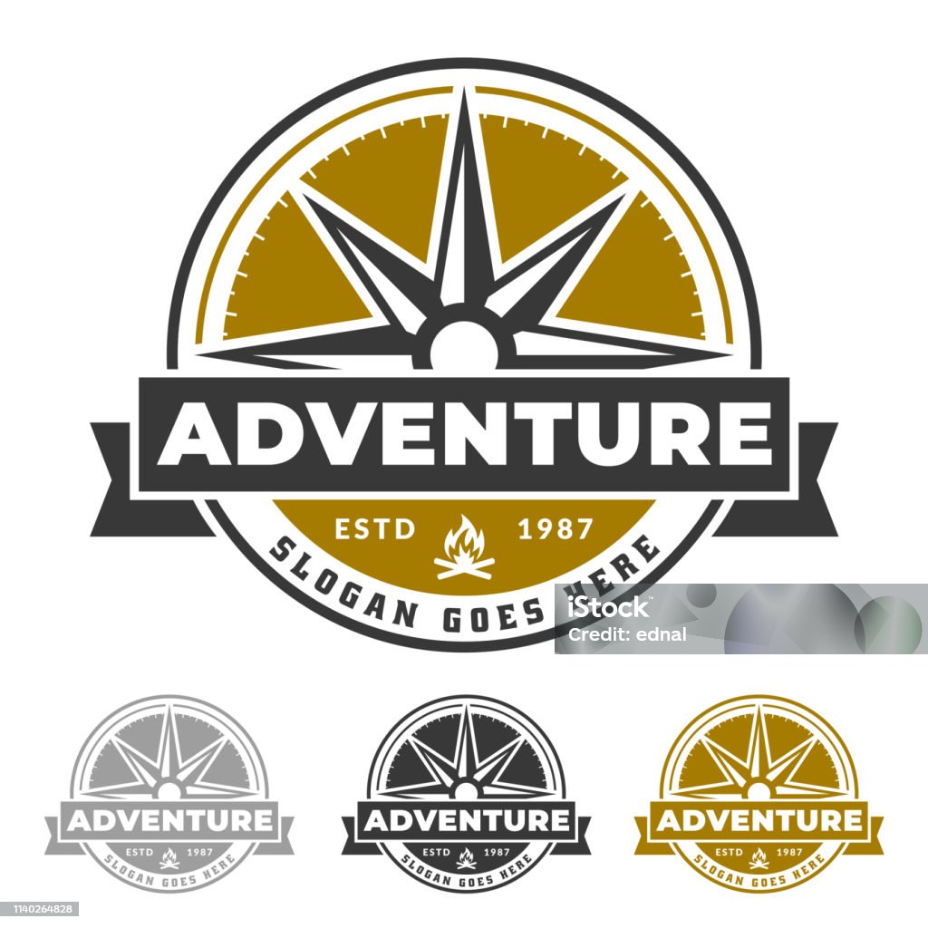 Compass emblem for adventure life, outdoor and explorer icon Logo stock vector