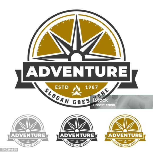 Compass Emblem For Adventure Life Outdoor And Explorer Icon Stock Illustration - Download Image Now