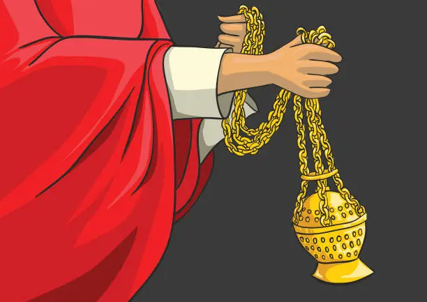 Vector illustration of Catholic Liturgical Brass Thurible