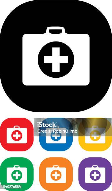 First Aid Kit Icon Set Stock Illustration - Download Image Now - Assistance, Black Color, Blue