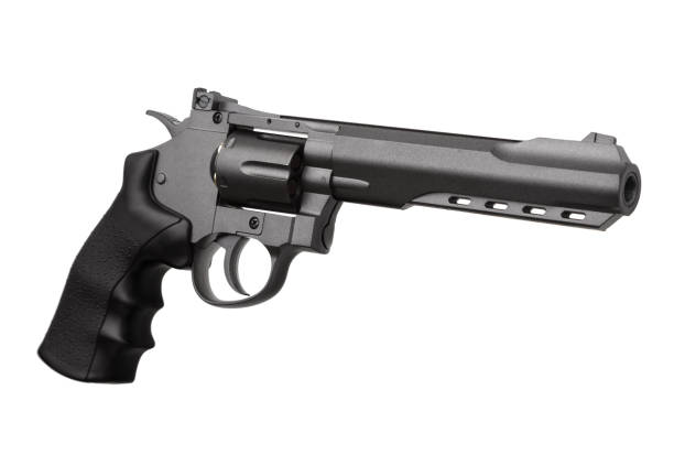 istock gray with black pistol revolver isolated on white background 1140279241