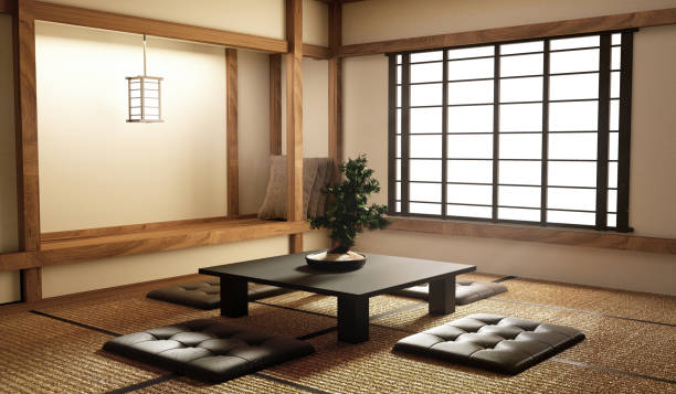 istock Mock up, Designed specifically in Japanese style, living room. 3D rendering 1140280153