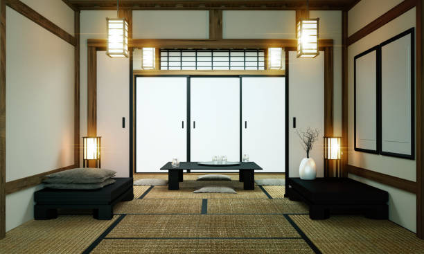 istock Mock up, Designed specifically in Japanese style, living room. 3D rendering 1140280221