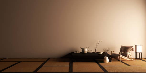 Mock up, Designed specifically in Japanese style, living room. 3D rendering