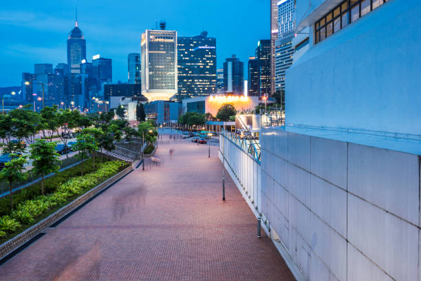 central cityscape at night,Hong Kong,China.