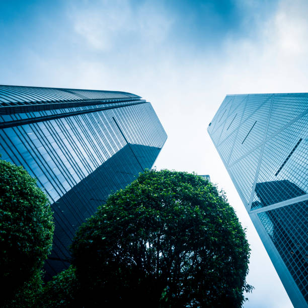istock directly below view of two skyscrapers against sky 1140284298