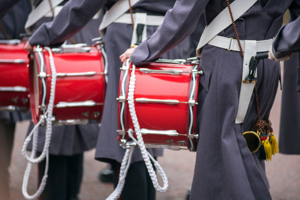 istock Red drums and soldiers 1140285322