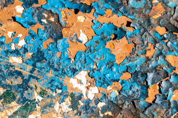 istock Texture of peeling paint from metal. 1140285687