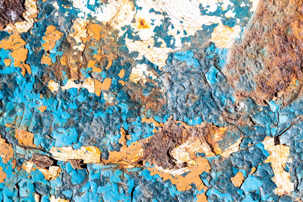 istock Texture of peeling paint from metal. 1140285689