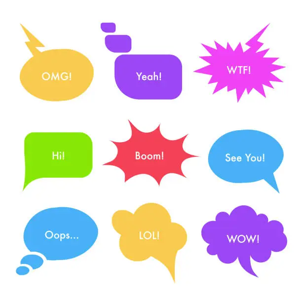 Vector illustration of Speech bubbles with text vector illustrations set