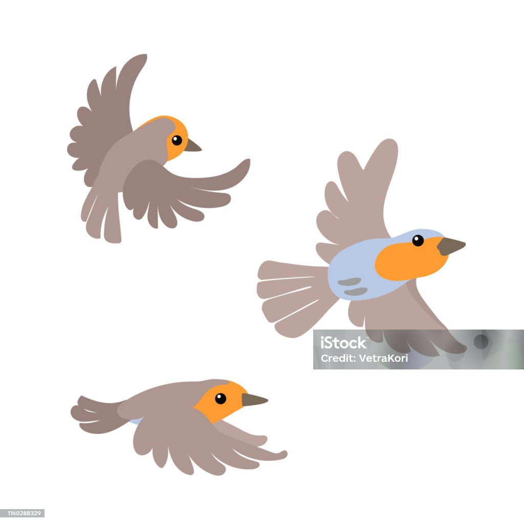 Vector Flat Cartoon Animal Clip Art Stock Illustration - Download Image Now  - Bird, Flying, Small - iStock