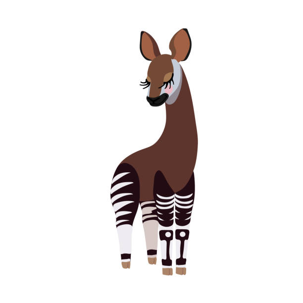 vektorflach-zeichentrickfilm - animal animal neck cute safari animals stock-grafiken, -clipart, -cartoons und -symbole