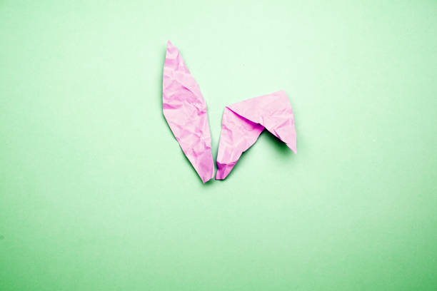 istock Easter flat lay composition with the Easter Bunny ears on pastel blue background. 1140294997