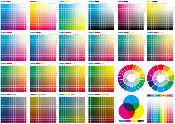 Set of color chart Set of color chart cmyk stock illustrations