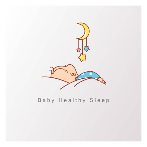 illustrazioni stock, clip art, cartoni animati e icone di tendenza di modello di logo del sonno del bambino. - baby blanket illustrations