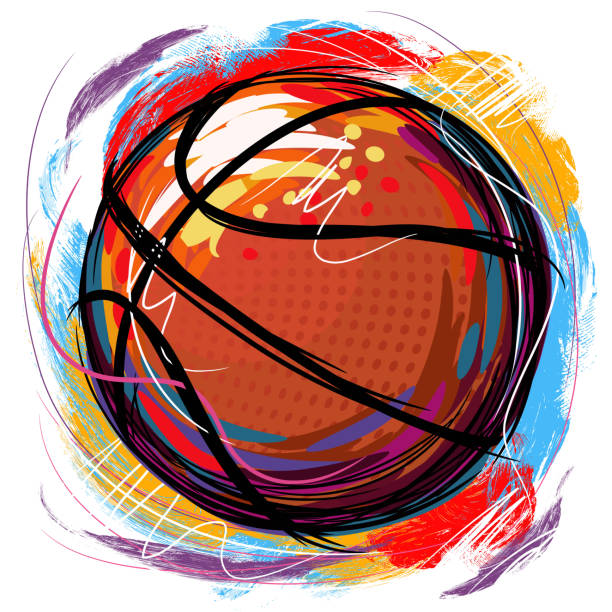 korbkugelzeichnung - basketball vector sports equipment ball stock-grafiken, -clipart, -cartoons und -symbole